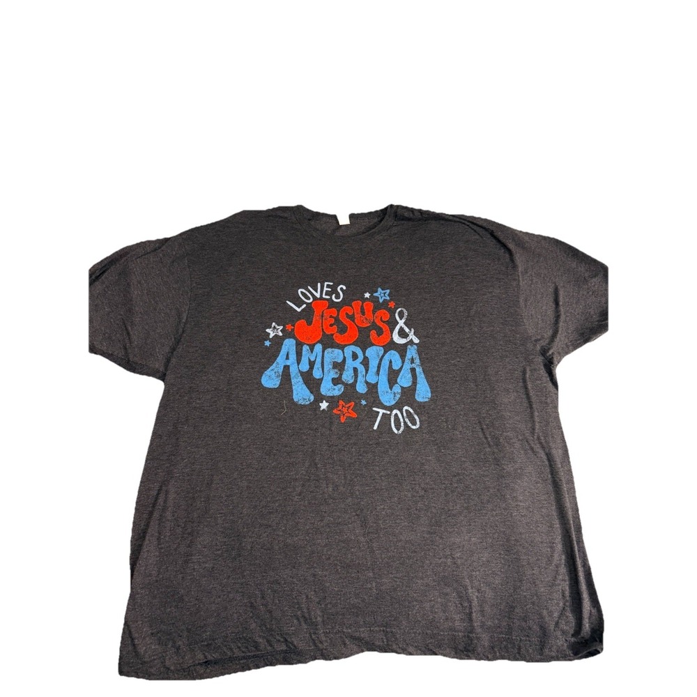 Loves Jesus and America Too Fourth of July Patriotic Short-Sleeve Unisex T-Shirt